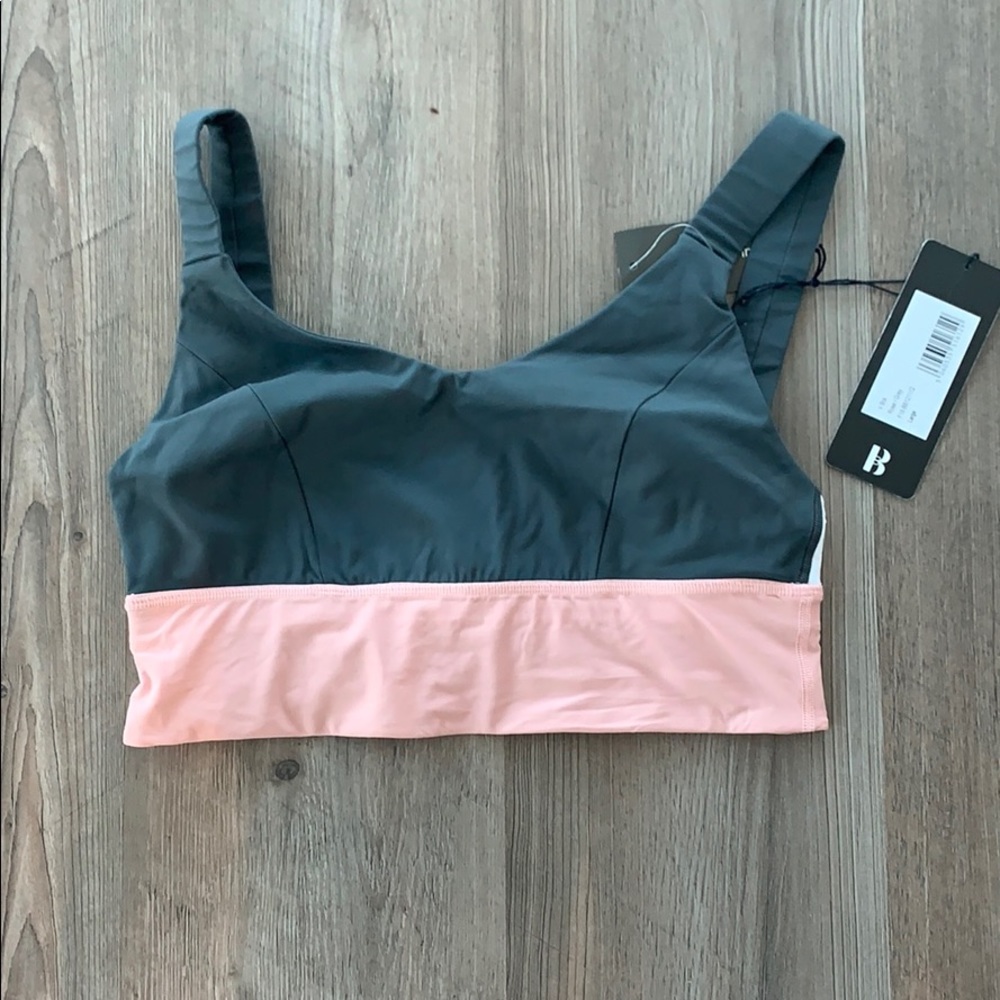 BOOM BOOM ATHLETICA V Bra, Grey and Rose - New w/ tags